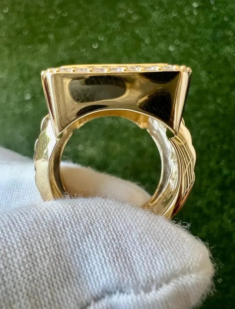 10K Yellow Gold Pamp Suisse Coin Diamond Men's Ring 1.16 ct Lady Fortuna 20.02 grams -Size 10, Mens Finger Ring, Gift for Him