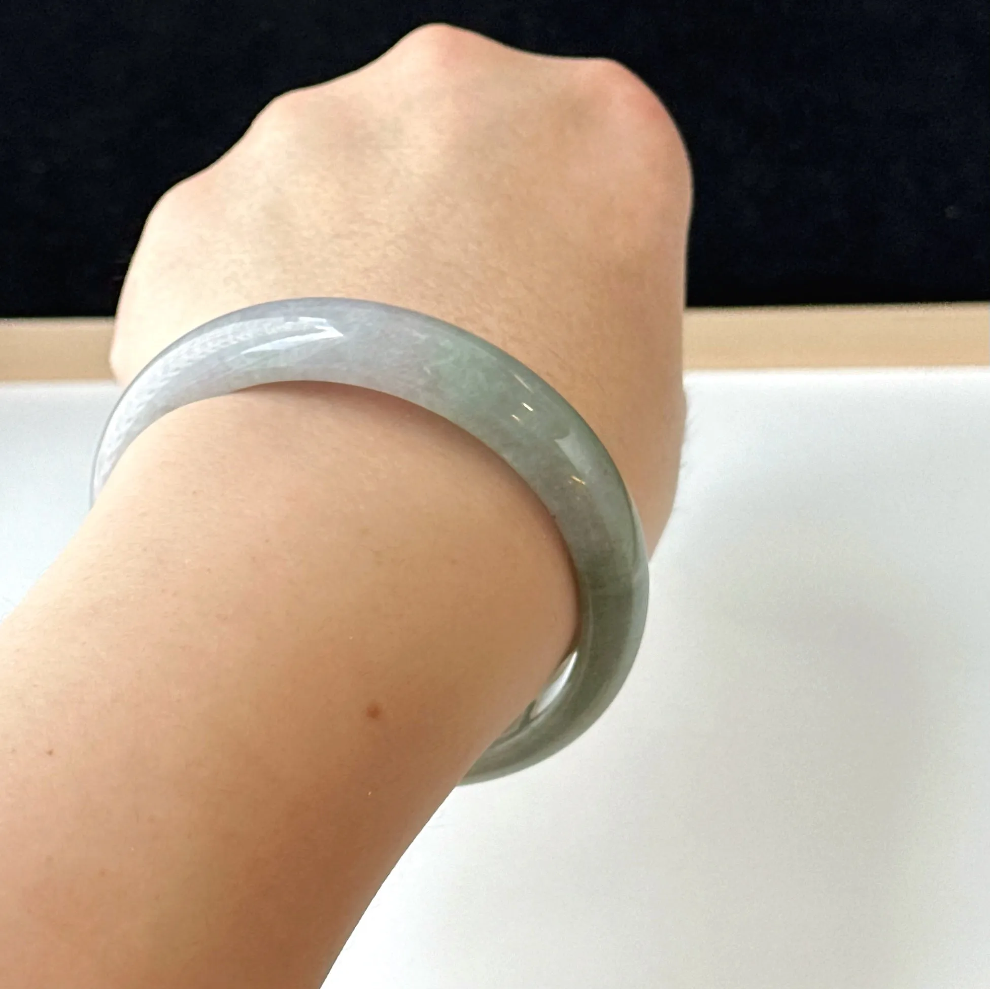 12058 58.2mm Smoky Purple with Lush Green Jade Bangle