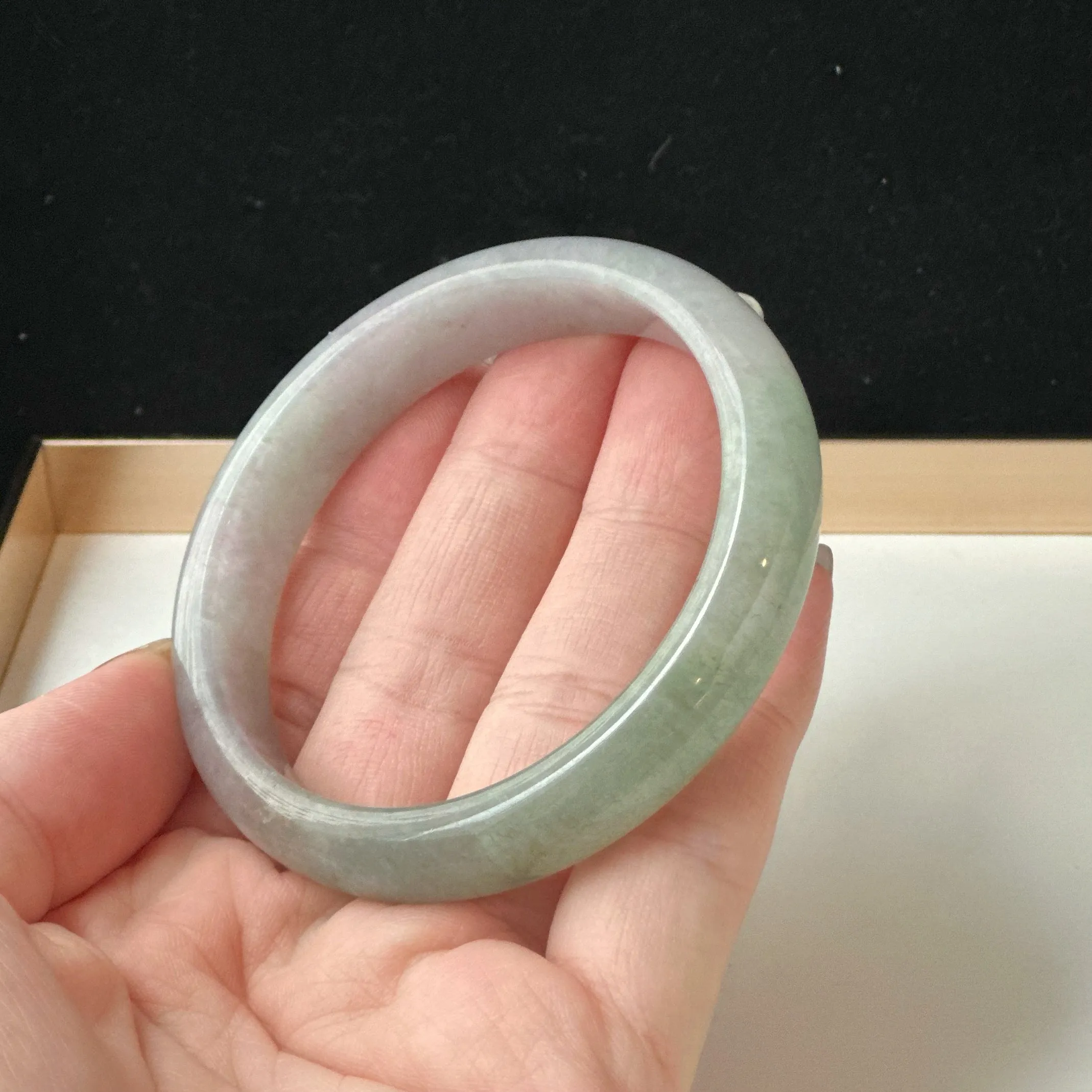 12058 58.2mm Smoky Purple with Lush Green Jade Bangle