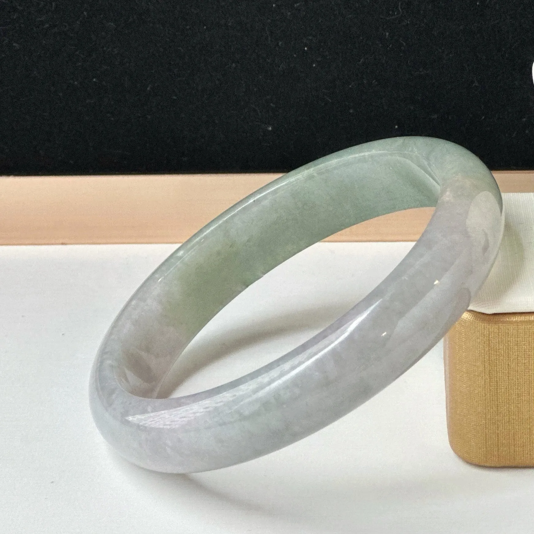 12058 58.2mm Smoky Purple with Lush Green Jade Bangle