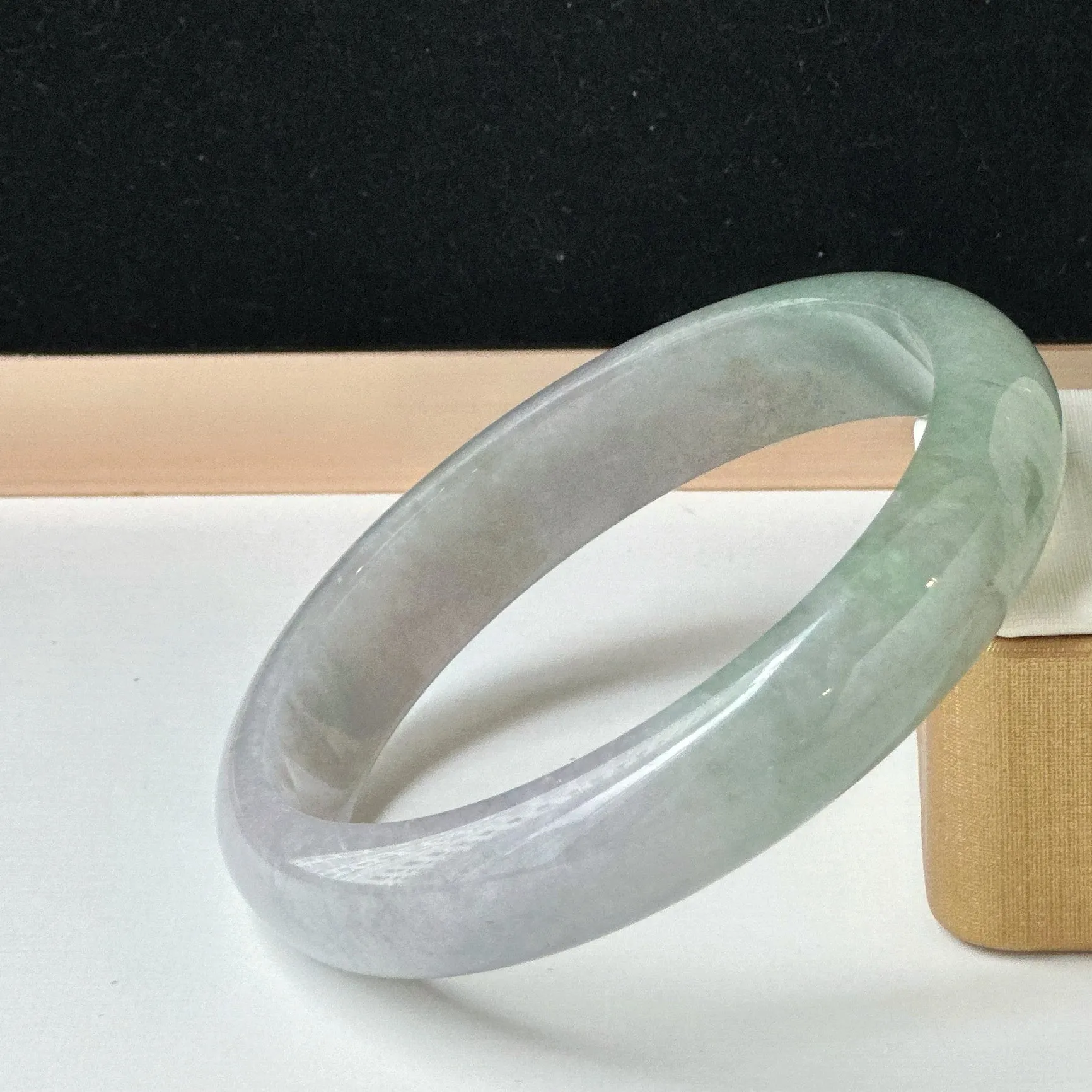 12058 58.2mm Smoky Purple with Lush Green Jade Bangle