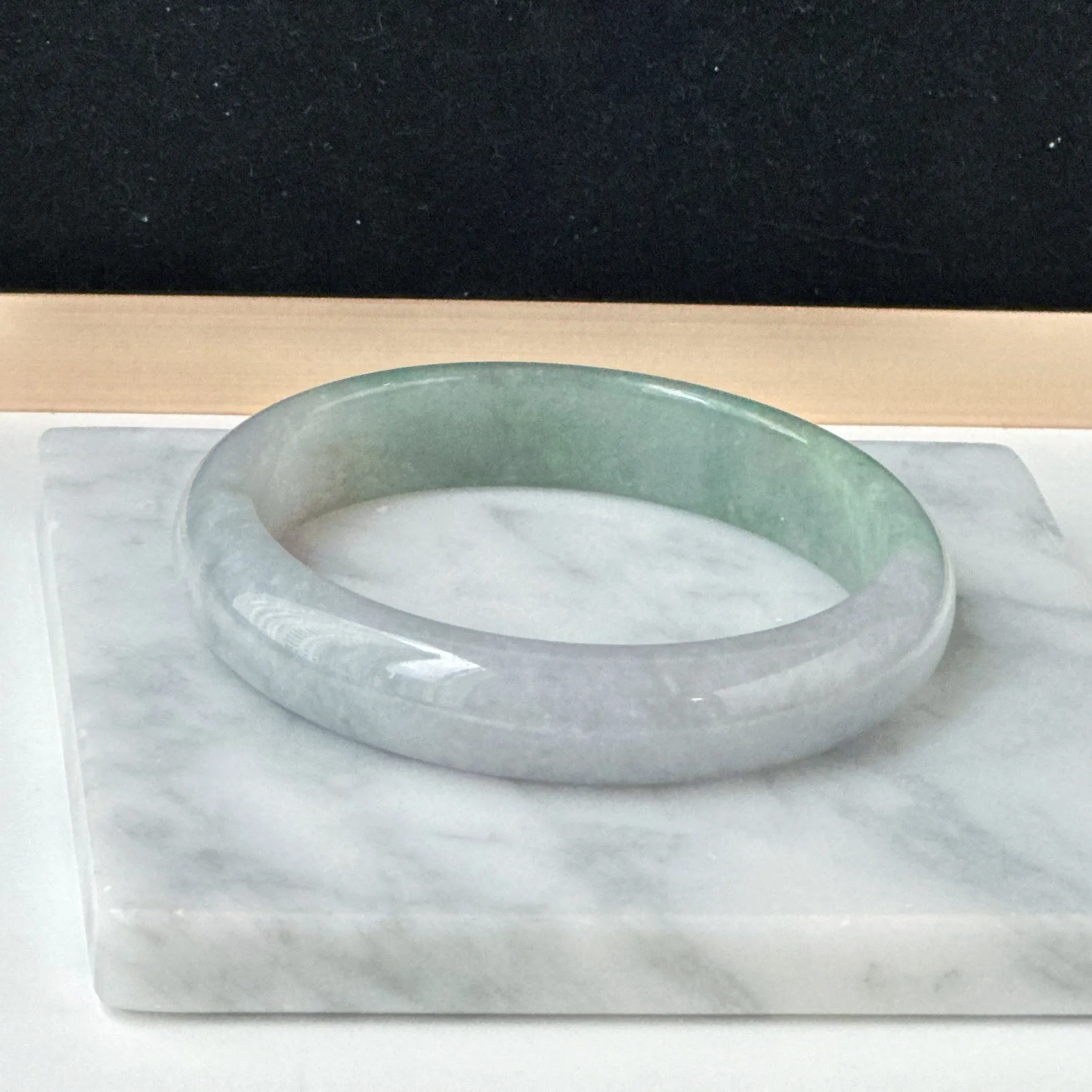 12058 58.2mm Smoky Purple with Lush Green Jade Bangle
