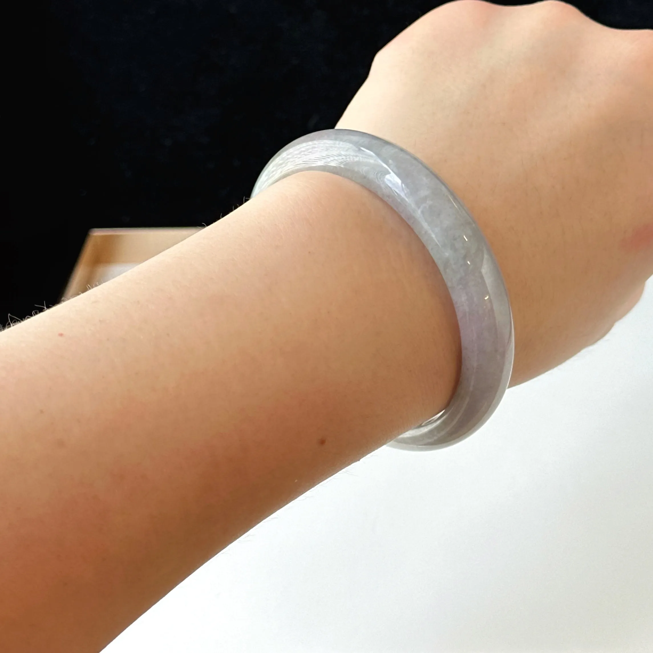 12058 58.2mm Smoky Purple with Lush Green Jade Bangle