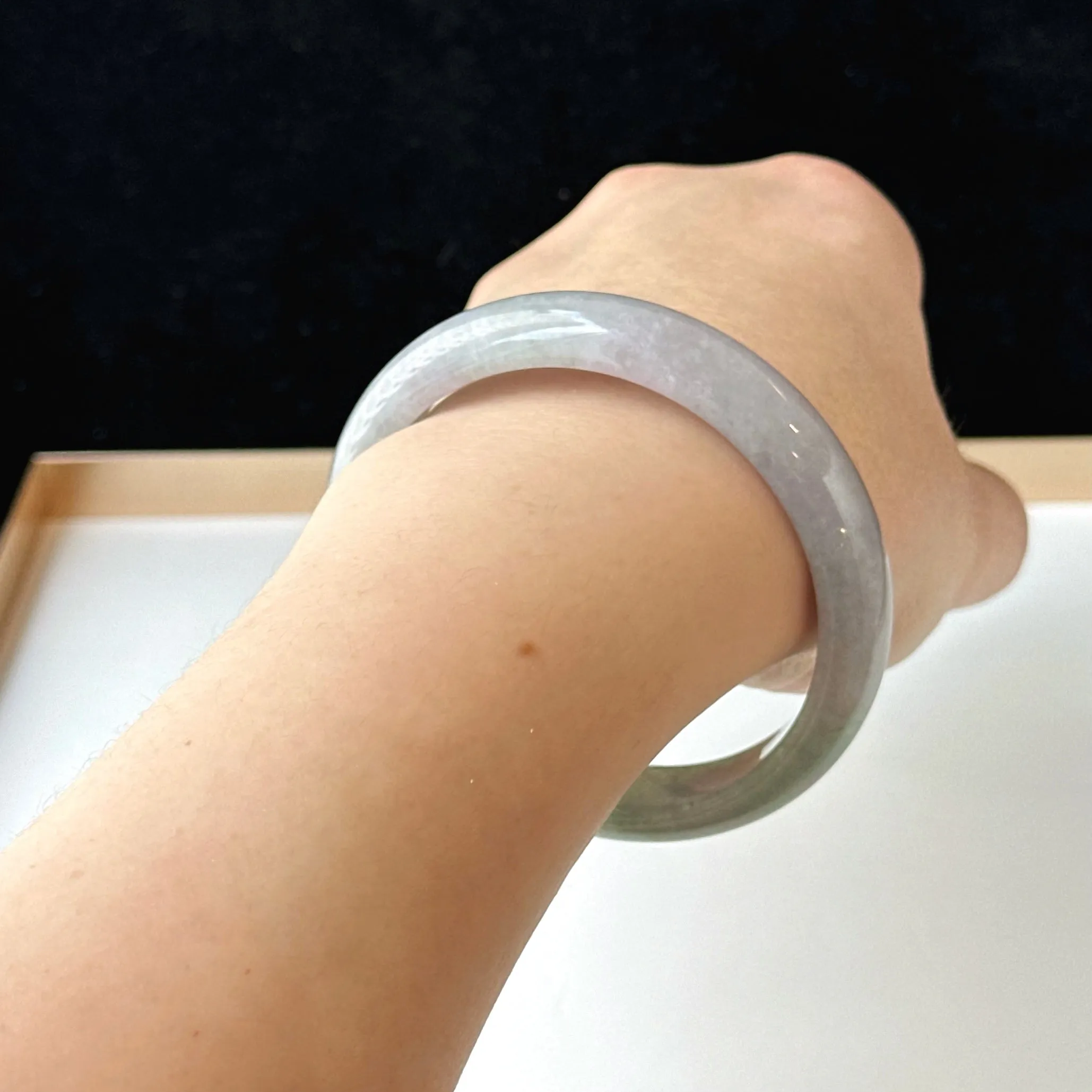 12058 58.2mm Smoky Purple with Lush Green Jade Bangle