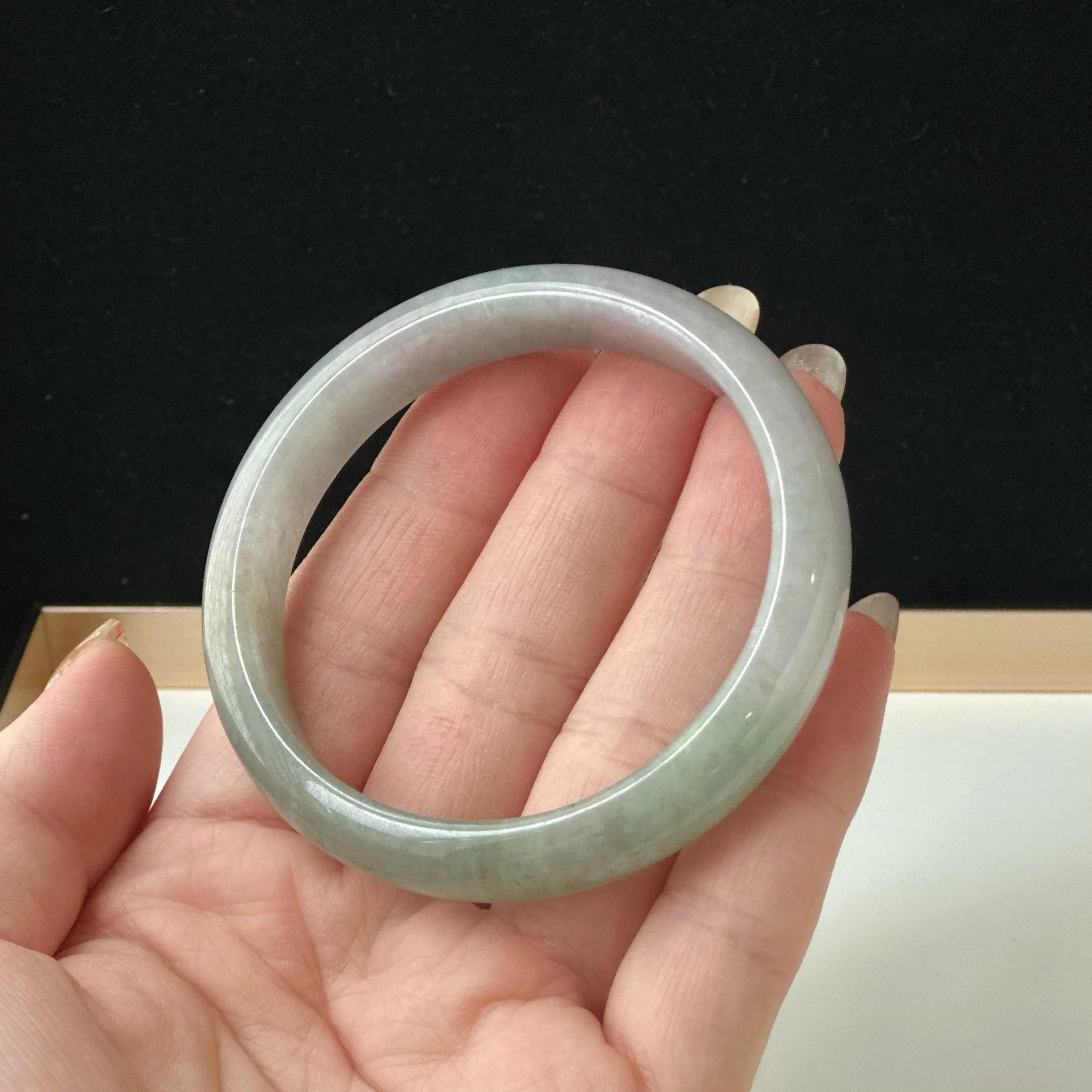 12058 58.2mm Smoky Purple with Lush Green Jade Bangle