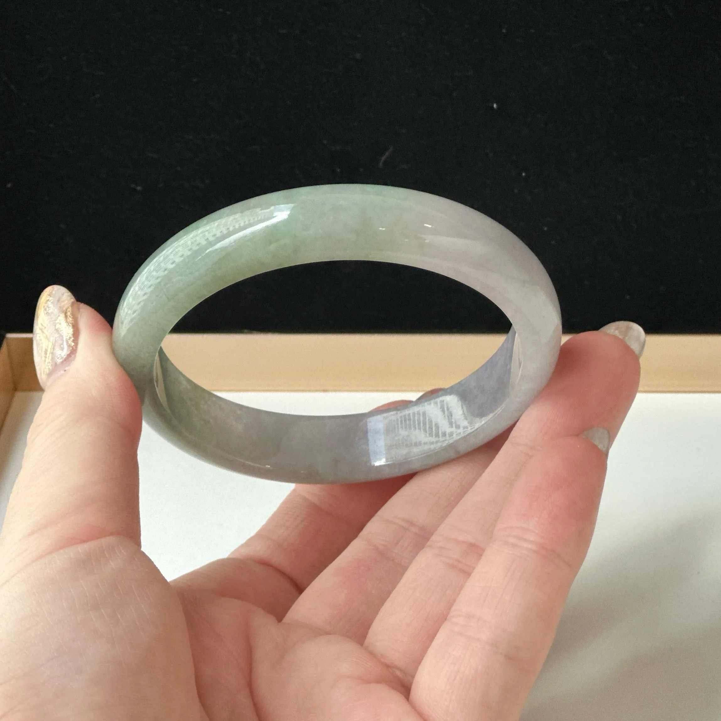 12058 58.2mm Smoky Purple with Lush Green Jade Bangle