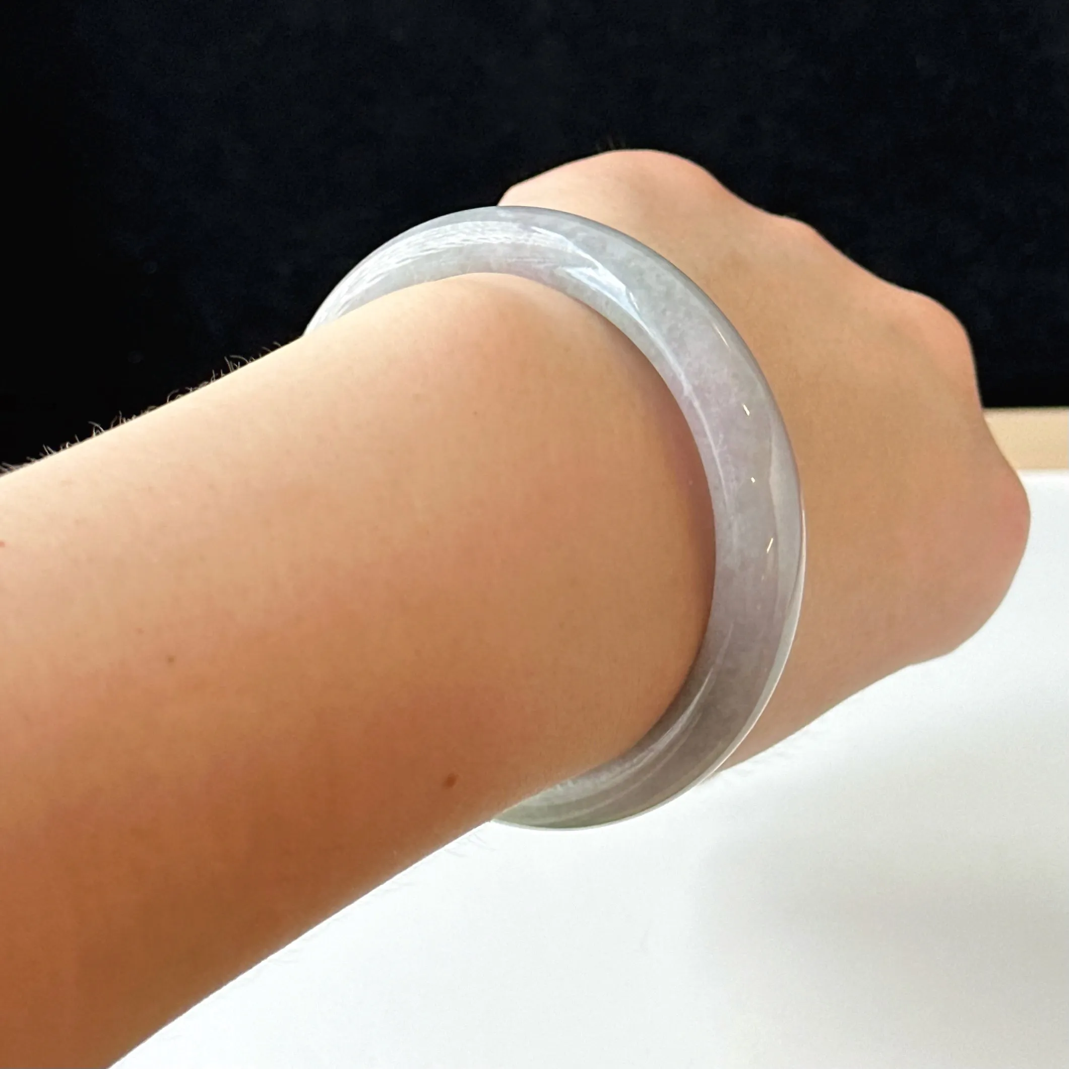 12058 58.2mm Smoky Purple with Lush Green Jade Bangle