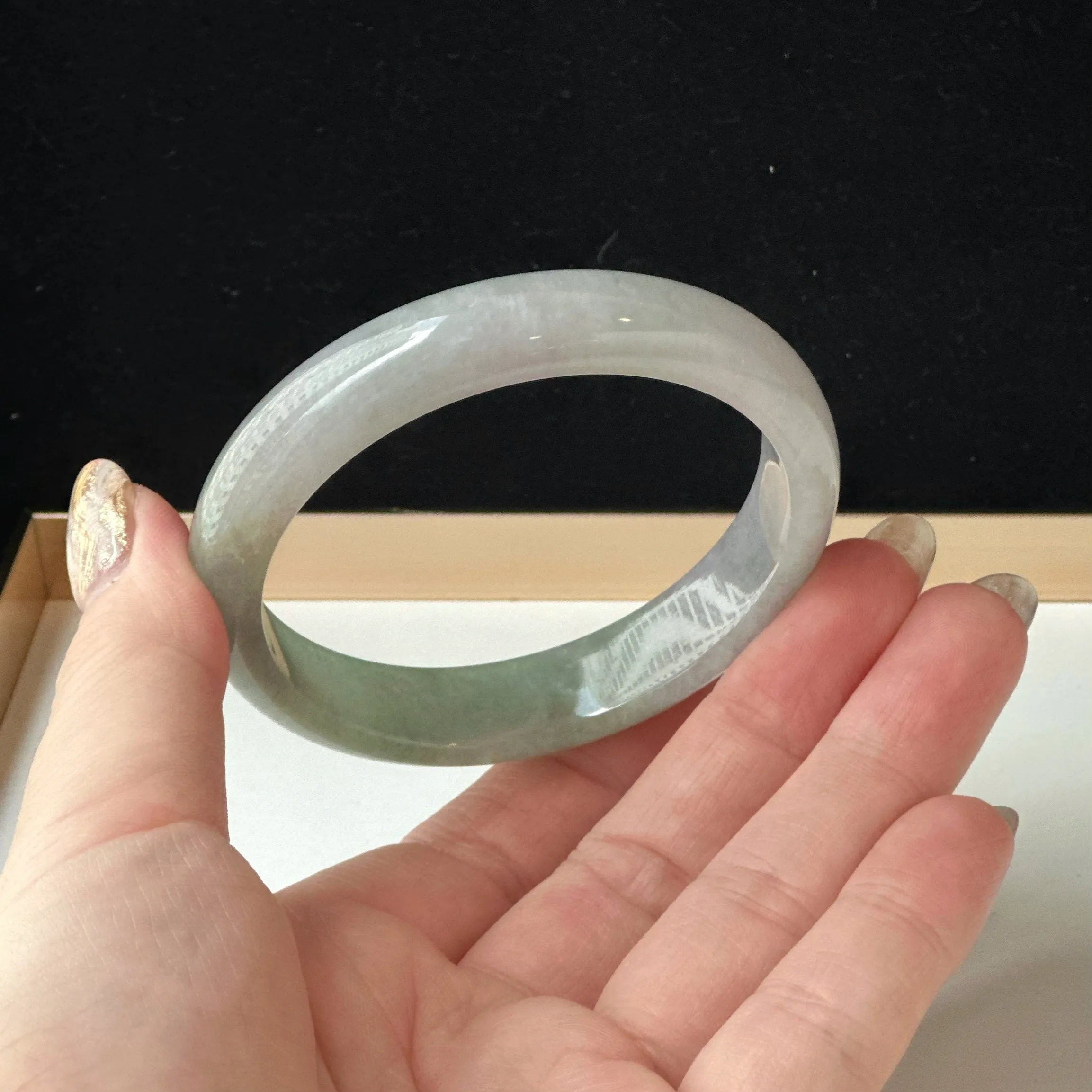 12058 58.2mm Smoky Purple with Lush Green Jade Bangle