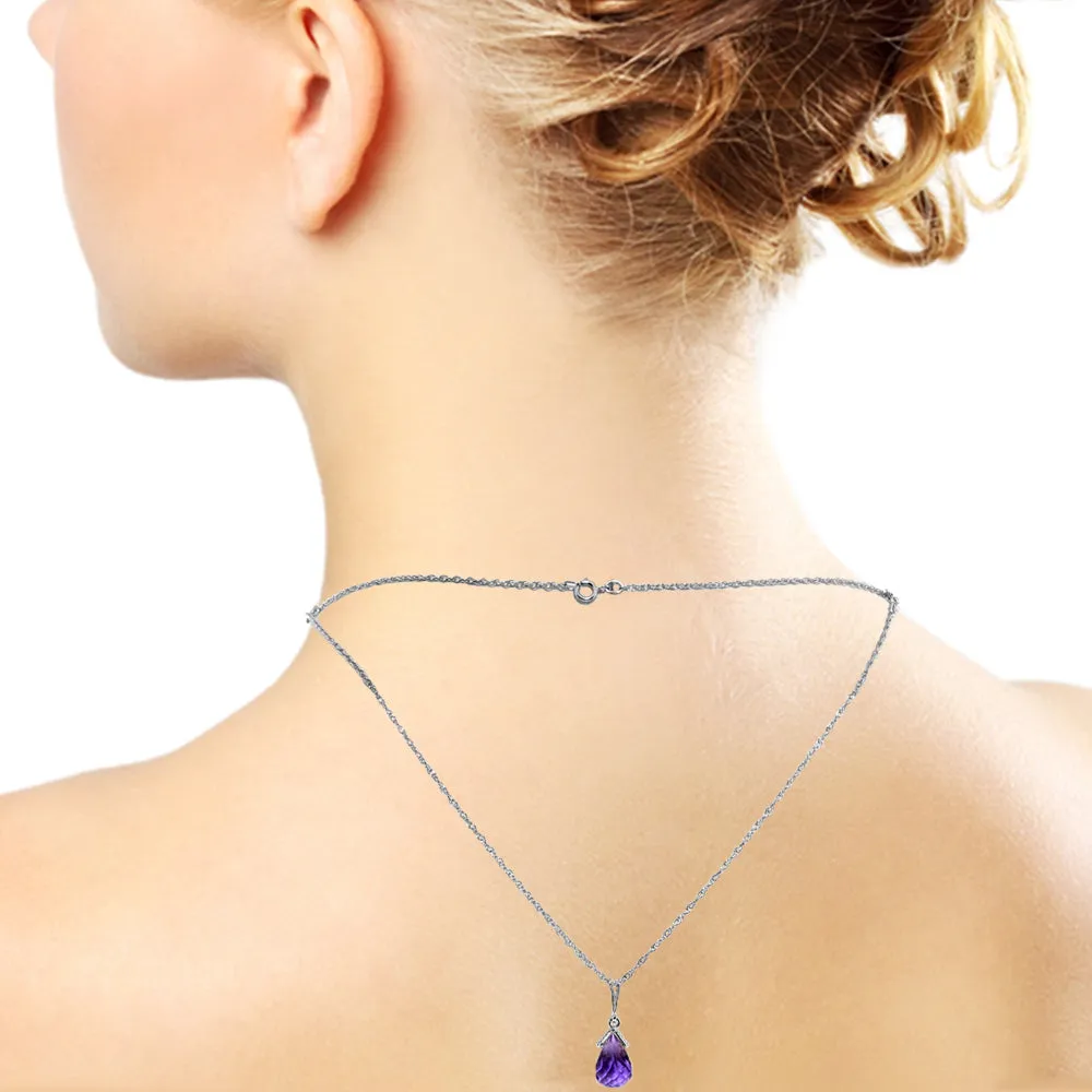 14K Solid White Gold Front And Back Drop Necklace w/ Briolette Amethysts