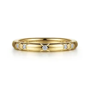 14K Yellow Gold Diamond Ladies Stackable Ring