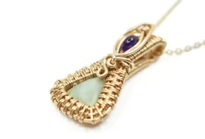 14kt Gold Filled Wire Wrapped Lightning Ridge Opal accented with an Amethyst from Zambia