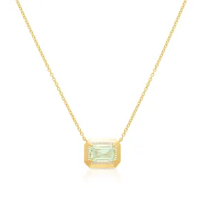 14KT Yellow Gold Green Amethyst Diamond Marabel Necklace