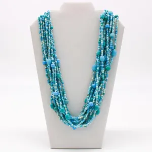 27" Turquoise and Blue Glass Bead Necklace (Dozen)