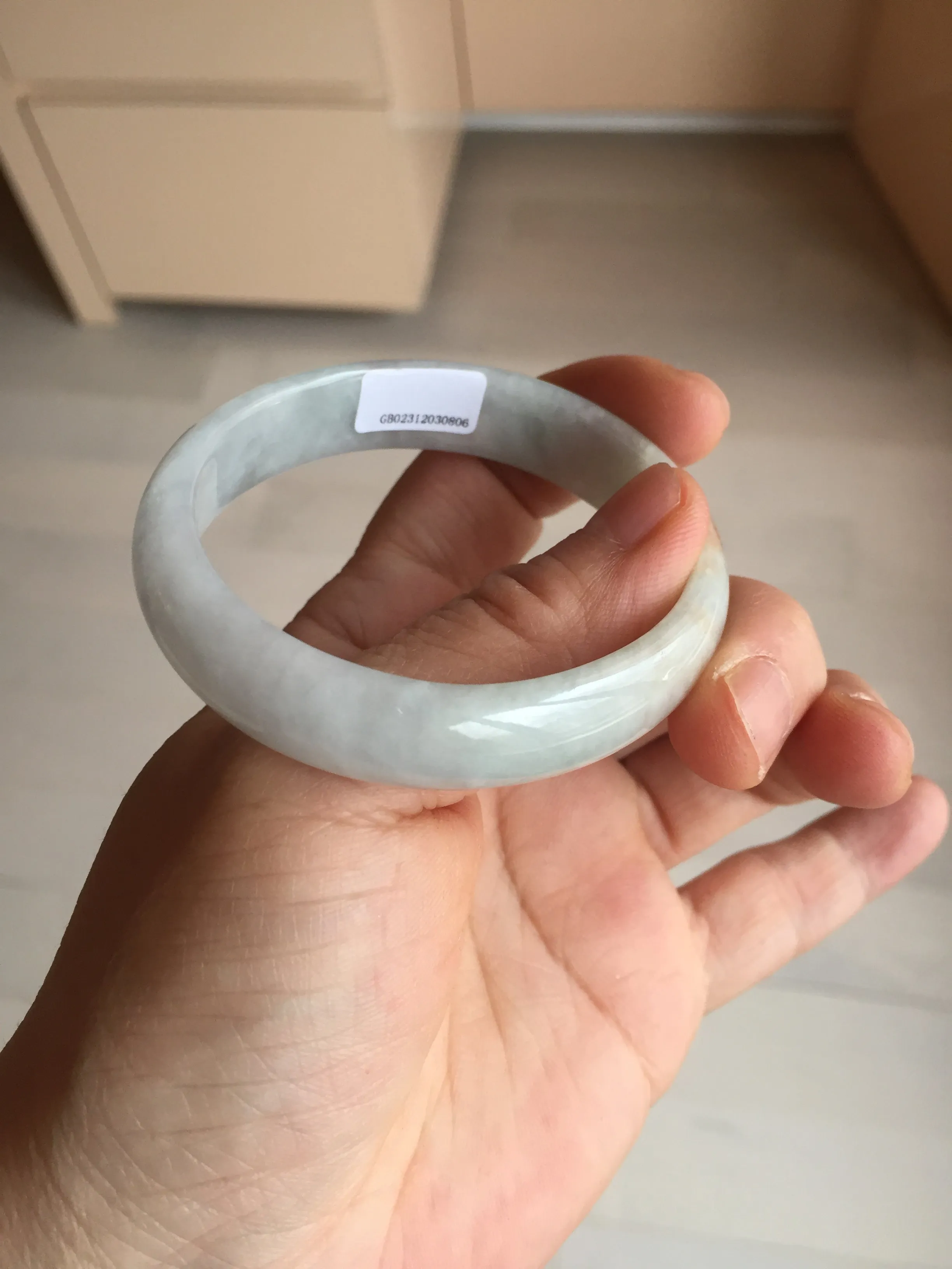 49mm Certified Type A 100% Natural light green red oval Jadeite Jade bangle BM68