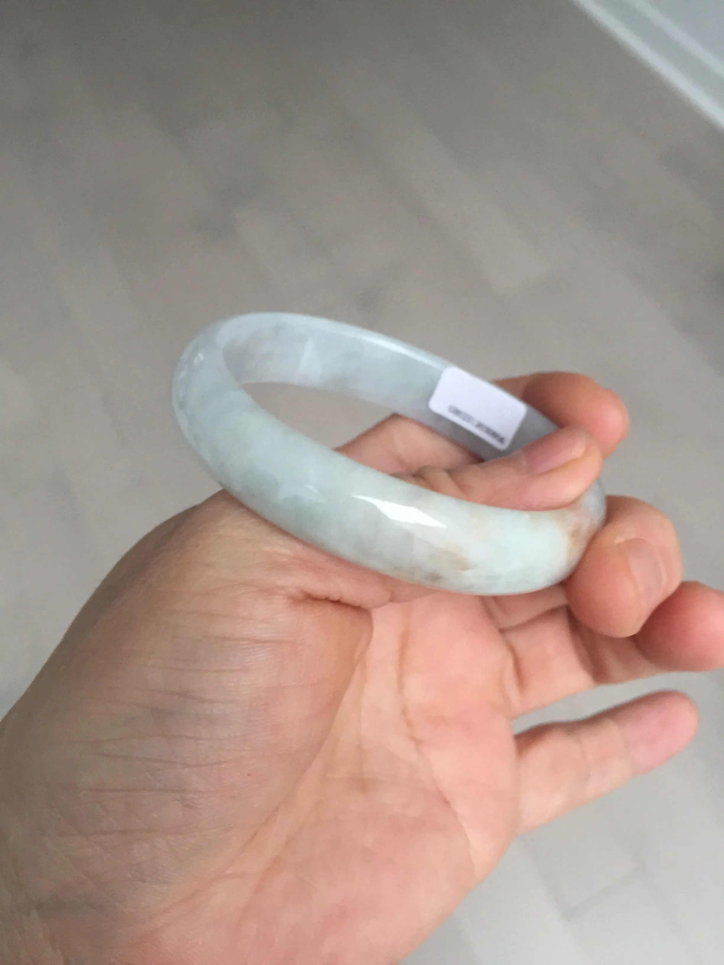 49mm Certified Type A 100% Natural light green red oval Jadeite Jade bangle BM68