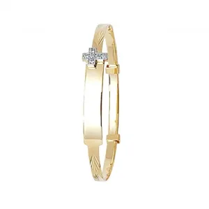 9ct Yellow Gold Zirconia ID Baby Bangle BN353