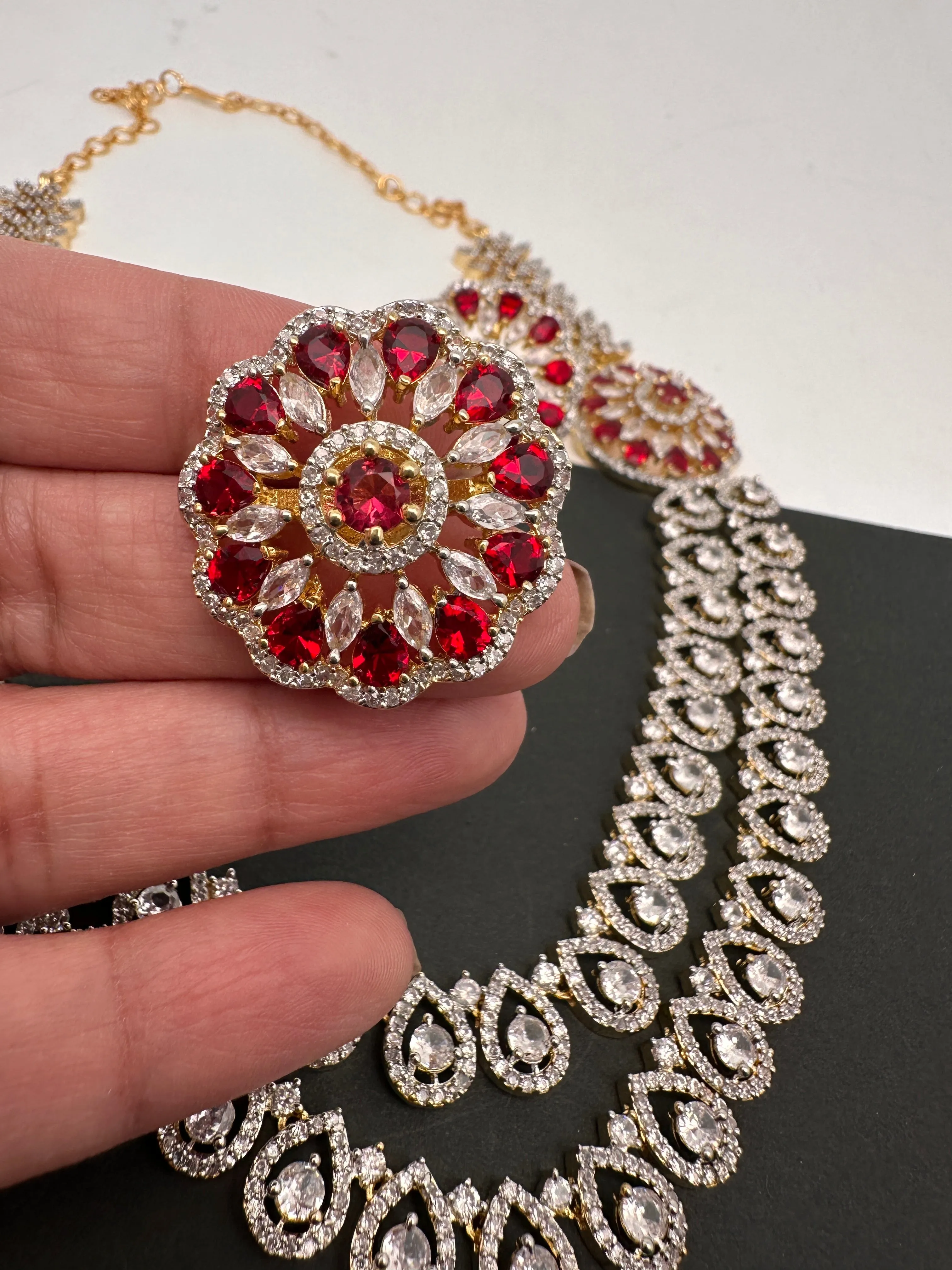AD Red Stone Short Necklace