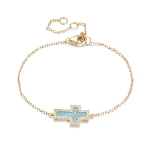 ADA TURQUOISE CROSS GOLD BRACELET