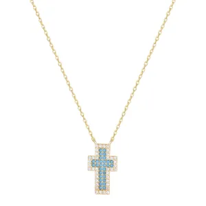 ADA TURQUOISE CROSS GOLD NECKLACE