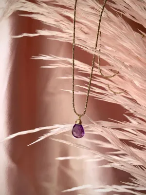Birthstone Drop Necklace | Amethyst