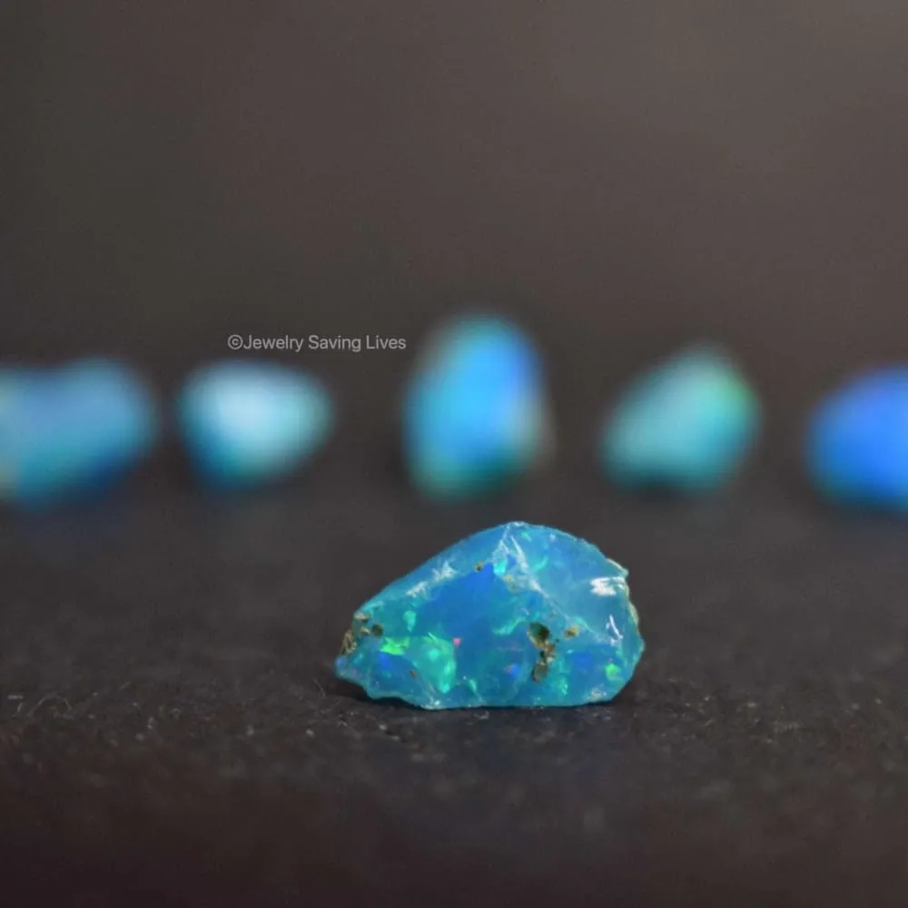 Blue Raw Australian Opal Ring
