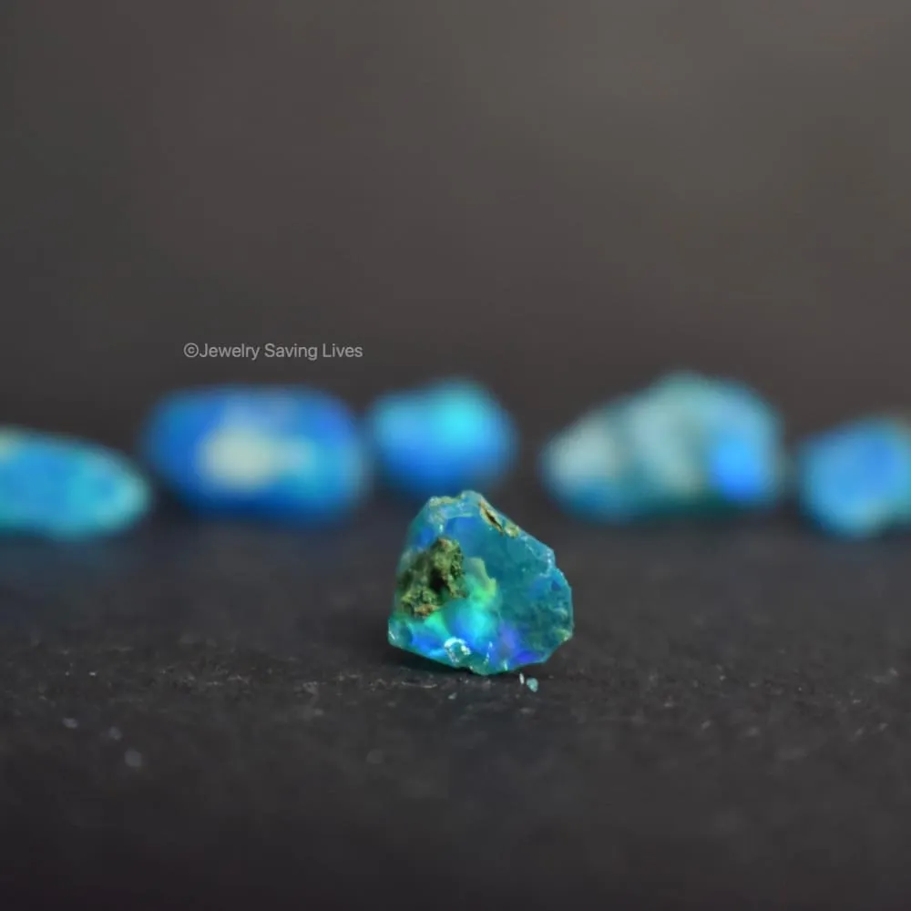 Blue Raw Australian Opal Ring