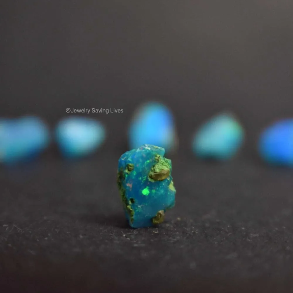 Blue Raw Australian Opal Ring