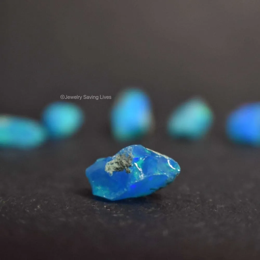 Blue Raw Australian Opal Ring