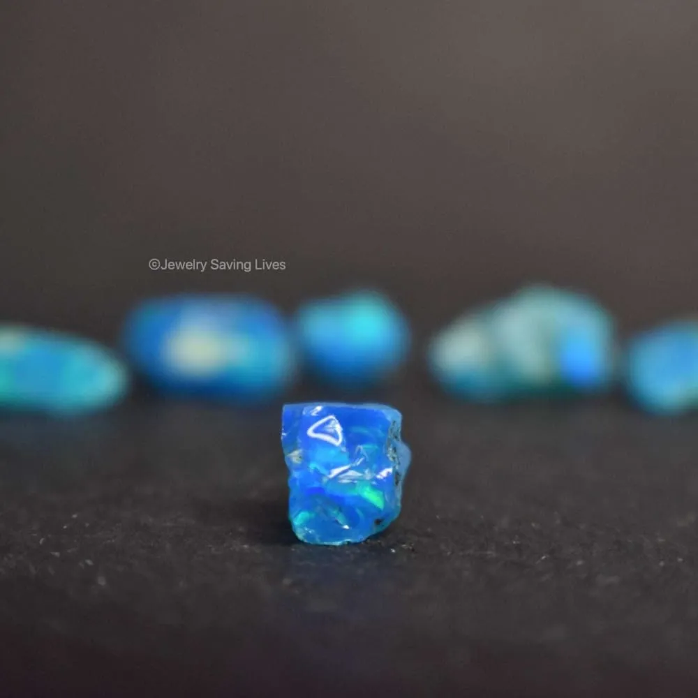 Blue Raw Australian Opal Ring