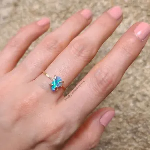 Blue Raw Australian Opal Ring