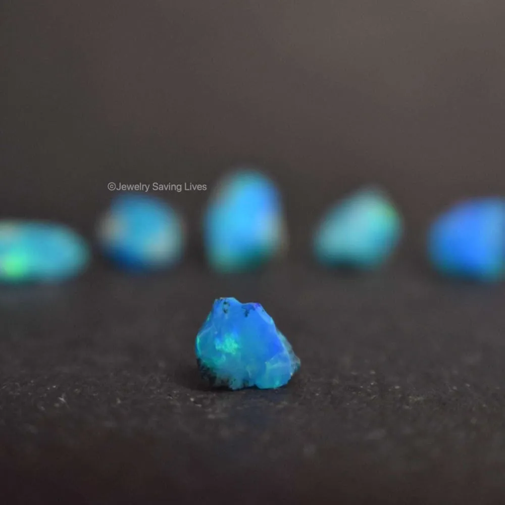 Blue Raw Australian Opal Ring