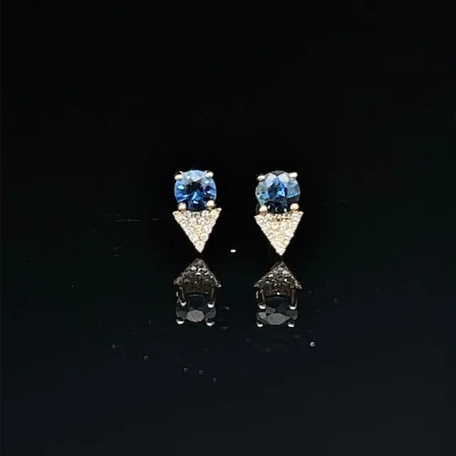 Blue Sapphire and Diamond Stud Earrings