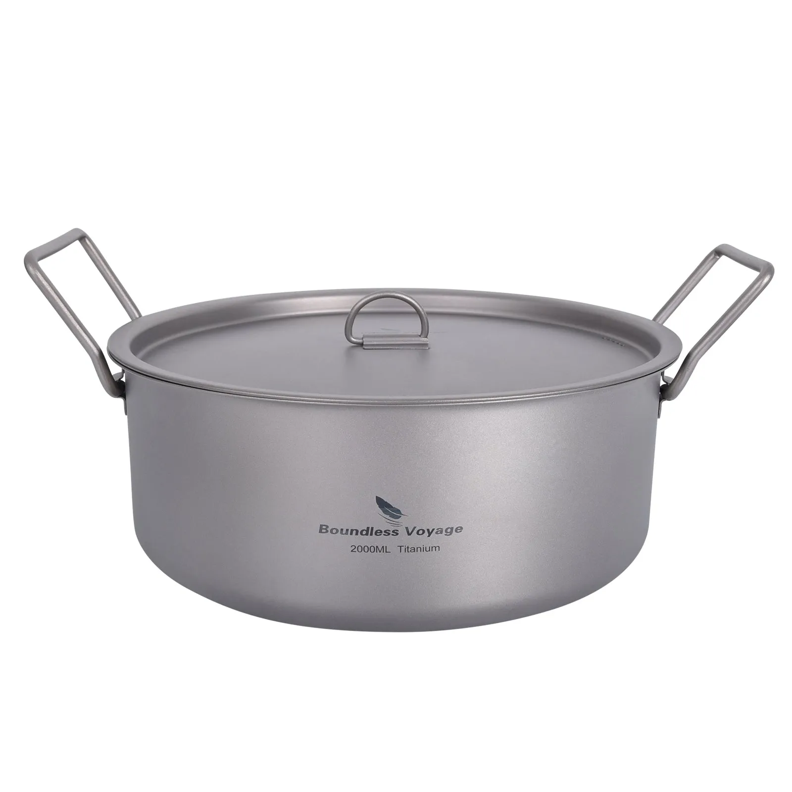 Boundless Voyage Outdoor Camping Titanium 2L Stock Pot with Lid Folding Handle Hiking Picnic Portable Big Capacity Soup Pot