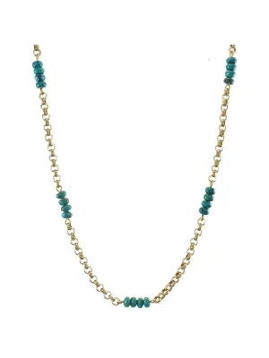 Chain with Stacked Turquoise Beads Necklace