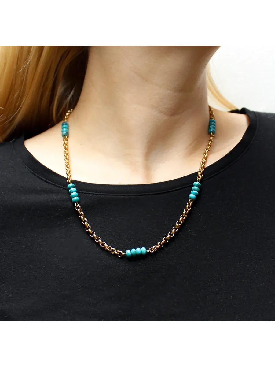 Chain with Stacked Turquoise Beads Necklace