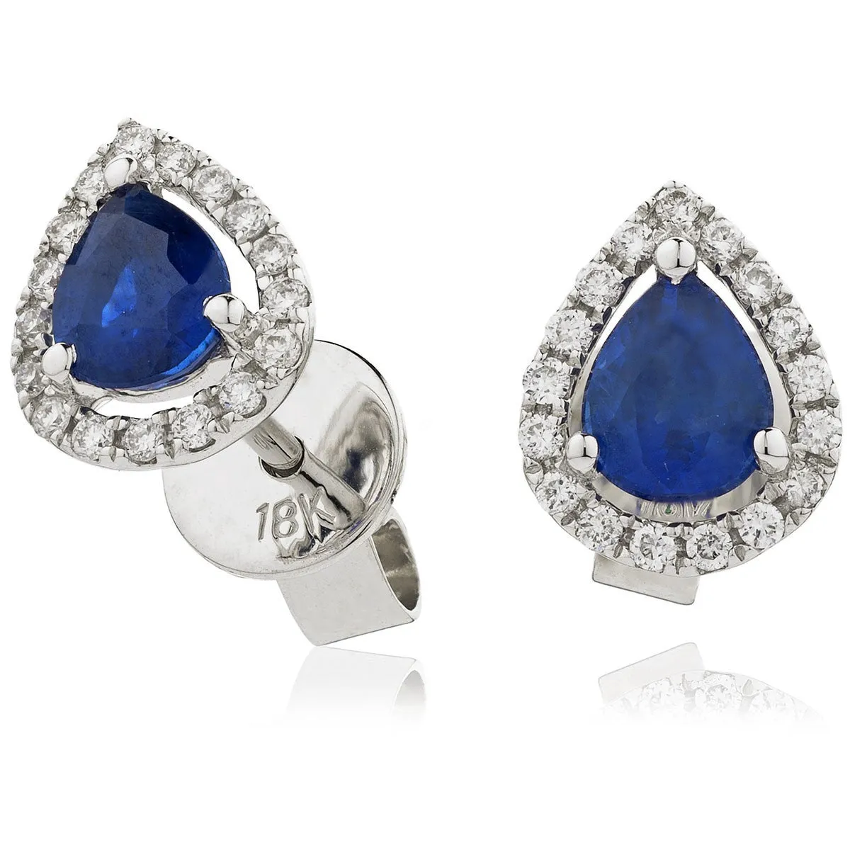 Diamond & Blue Sapphire Pear Shaped Earrings 0.85ct
