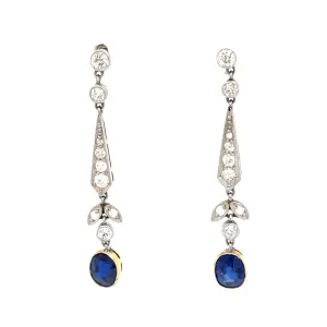 Edwardian Sapphire and Diamond Earrings