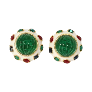 Emerald Center Round Clip Earring