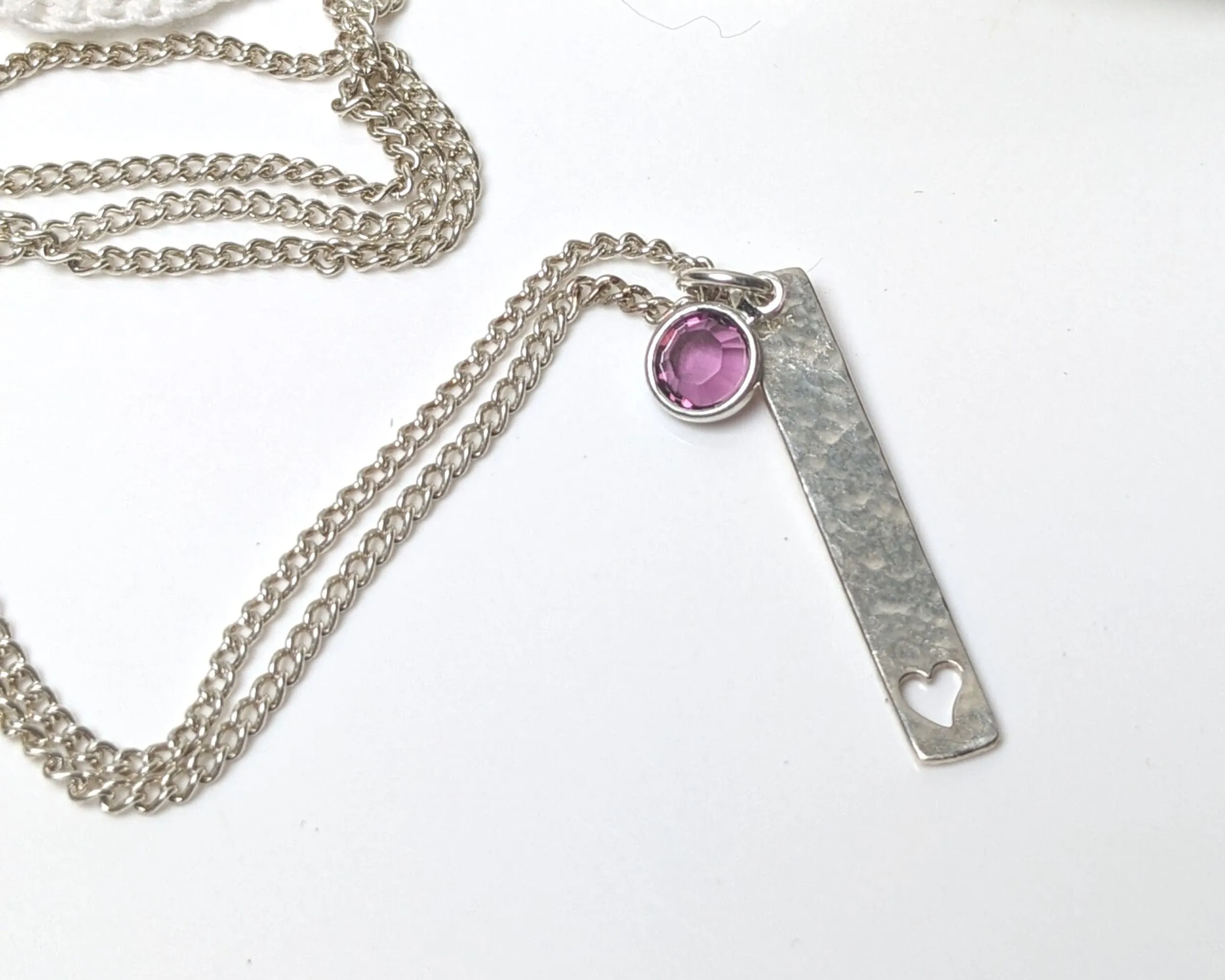February Birthstone Minimalist Necklace// Swarovski Amethyst pendant, February Aquarius Pisces birthday gift