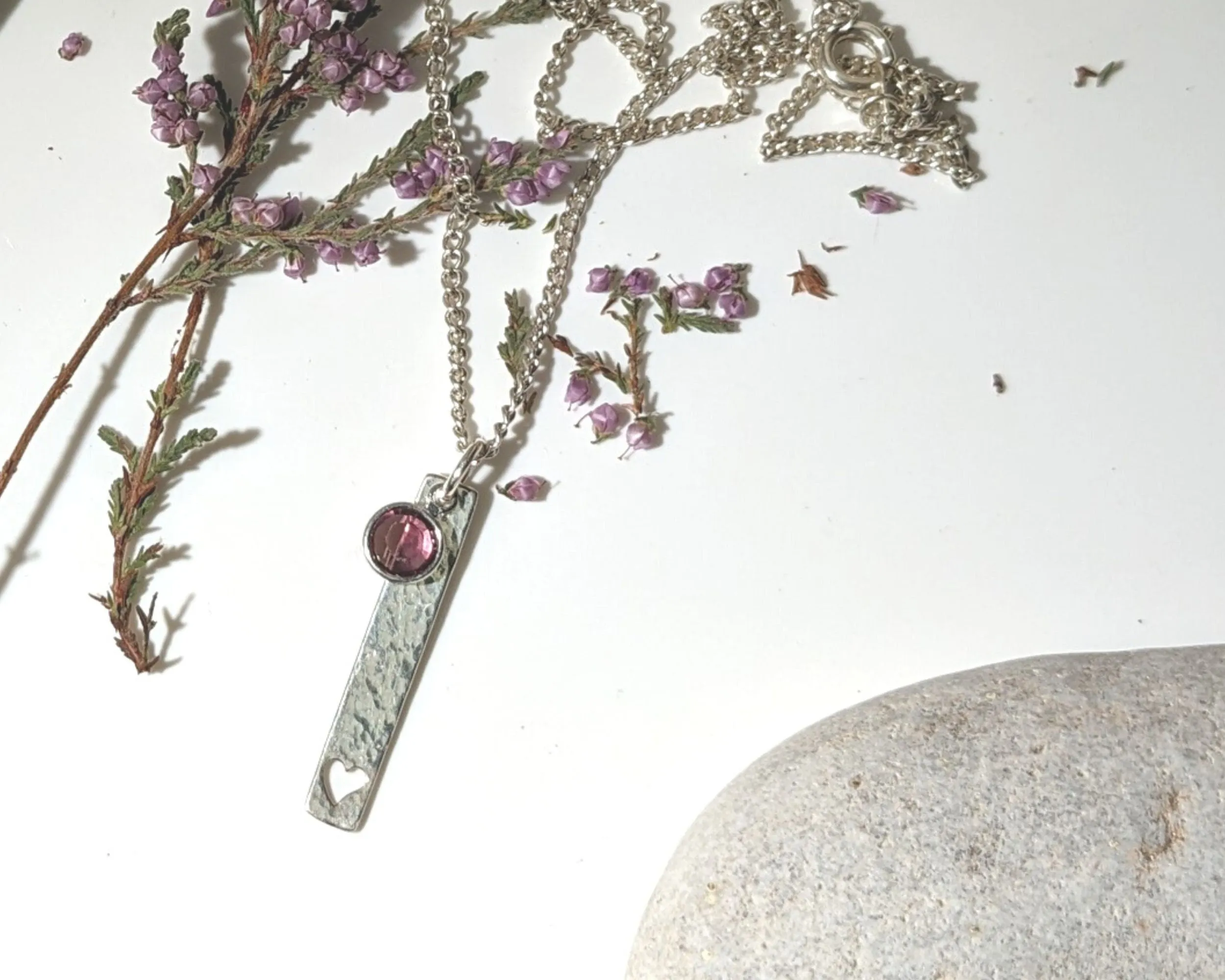 February Birthstone Minimalist Necklace// Swarovski Amethyst pendant, February Aquarius Pisces birthday gift