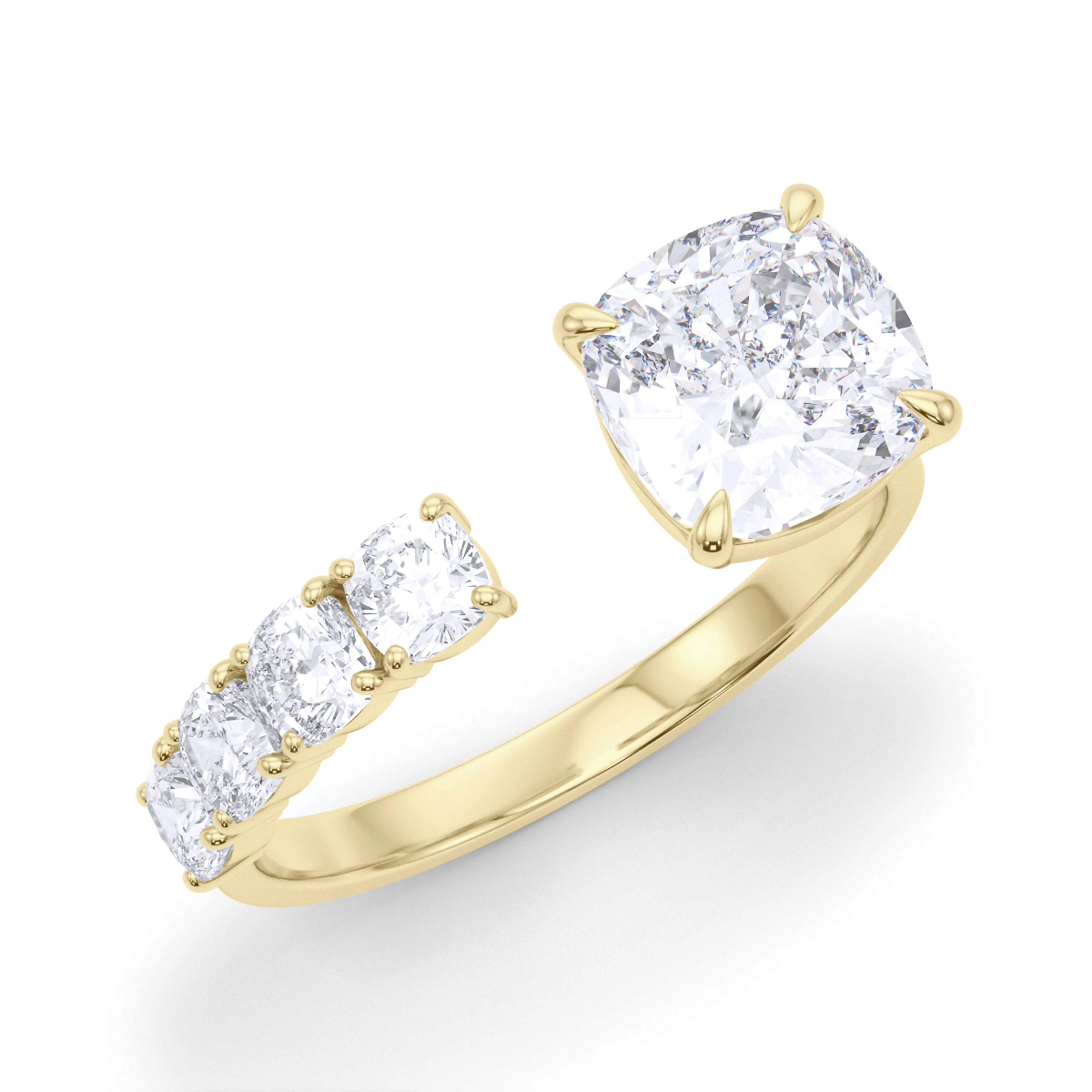 Floating Cushion Cut Diamond Ring