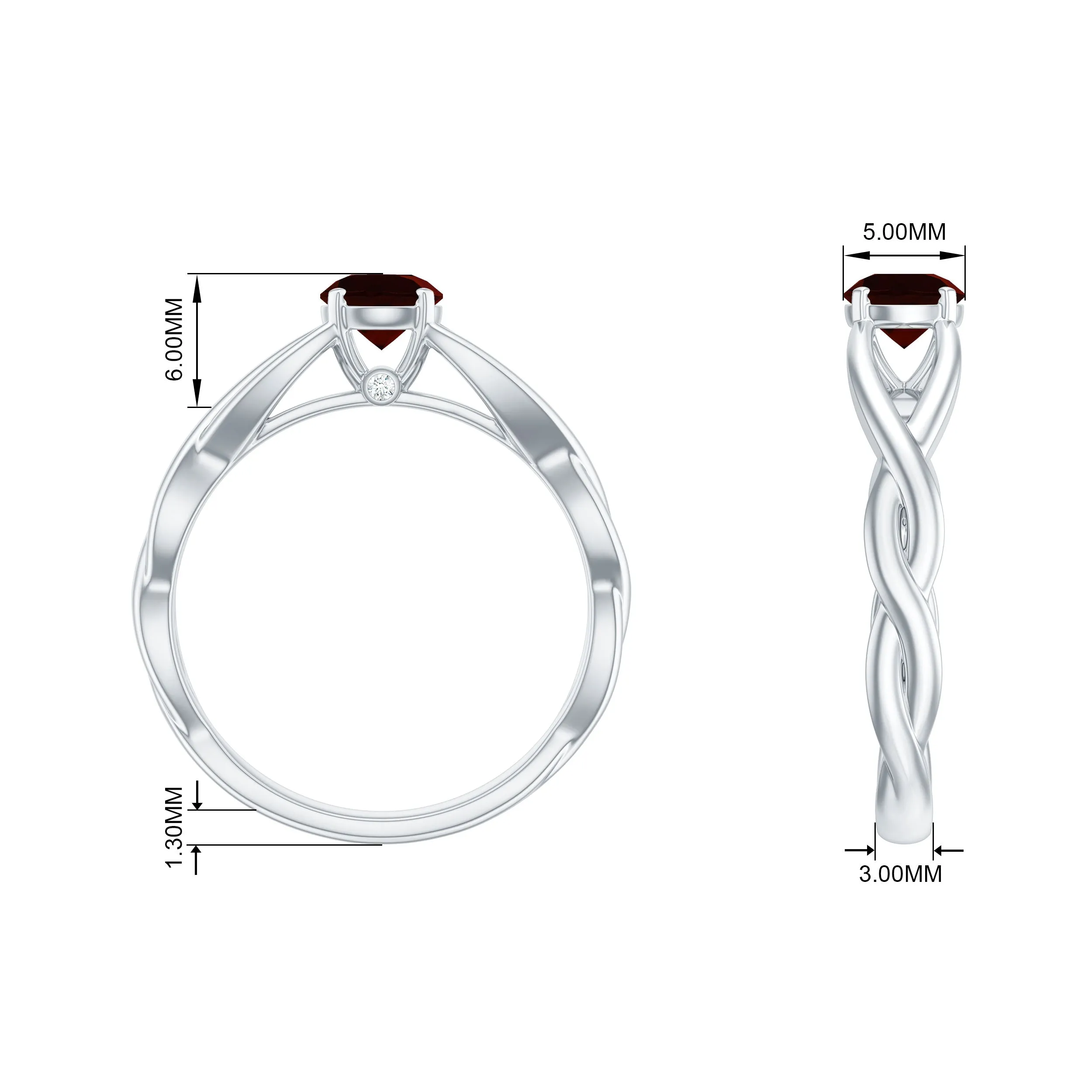 Garnet Solitaire Crossover Promise Ring