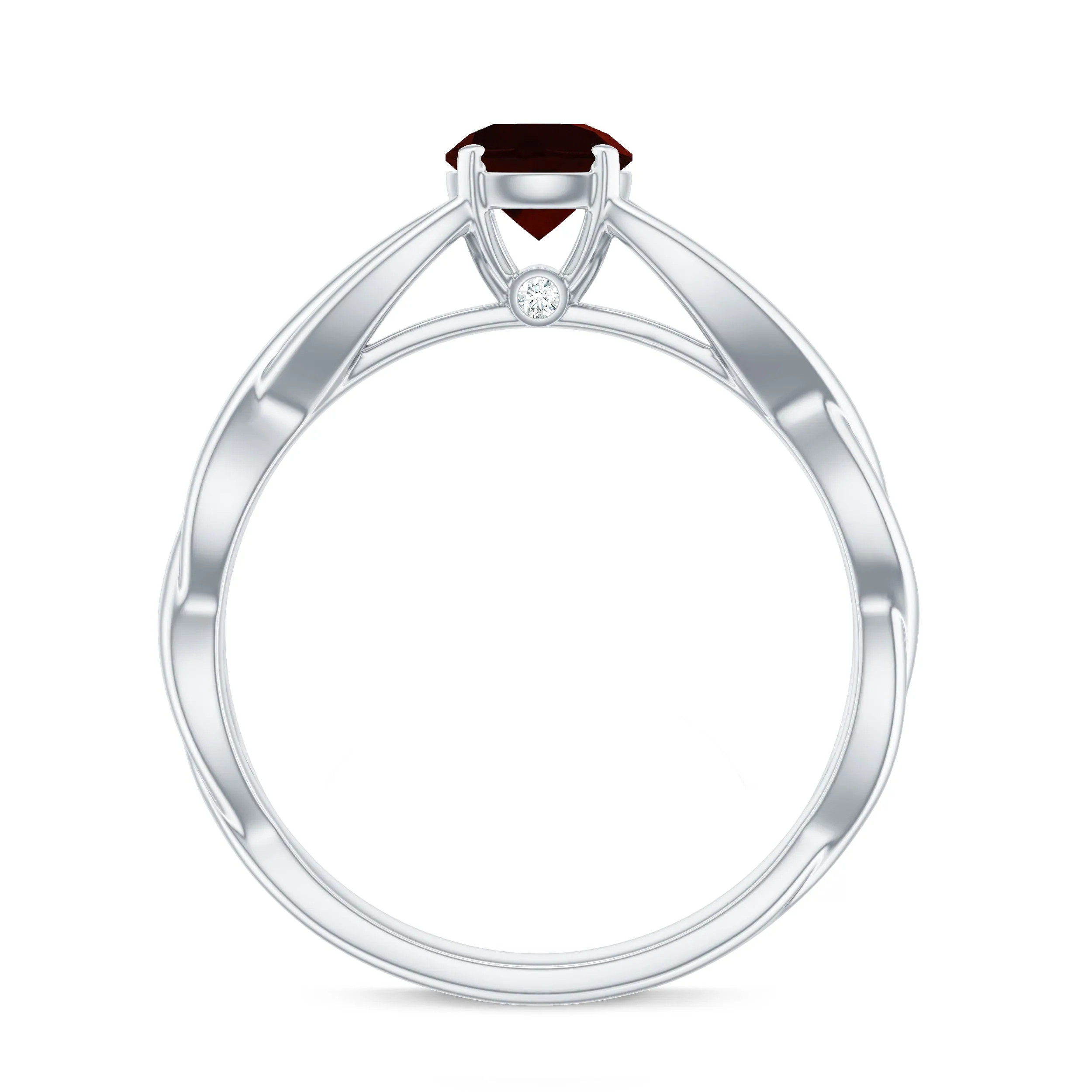 Garnet Solitaire Crossover Promise Ring