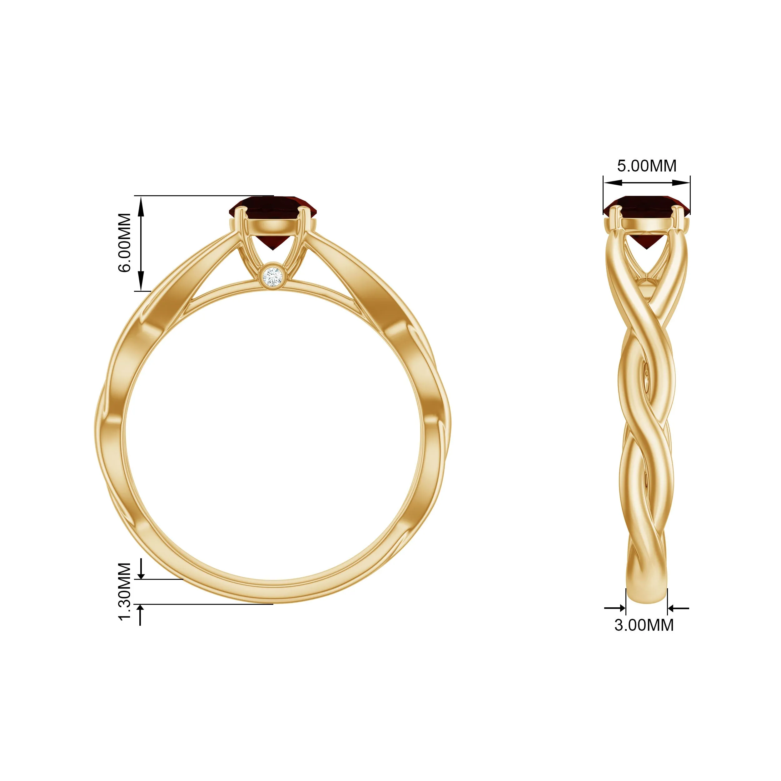Garnet Solitaire Crossover Promise Ring