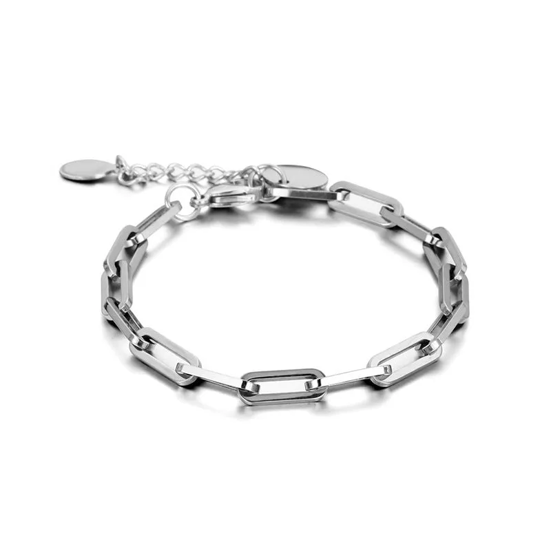 Geometric Square Buckle Thick Chain Titanium Steel Bracelet Neutral Wind