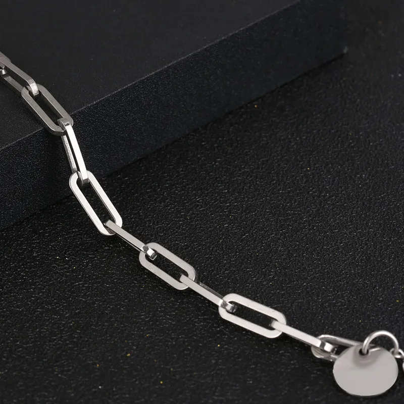 Geometric Square Buckle Thick Chain Titanium Steel Bracelet Neutral Wind