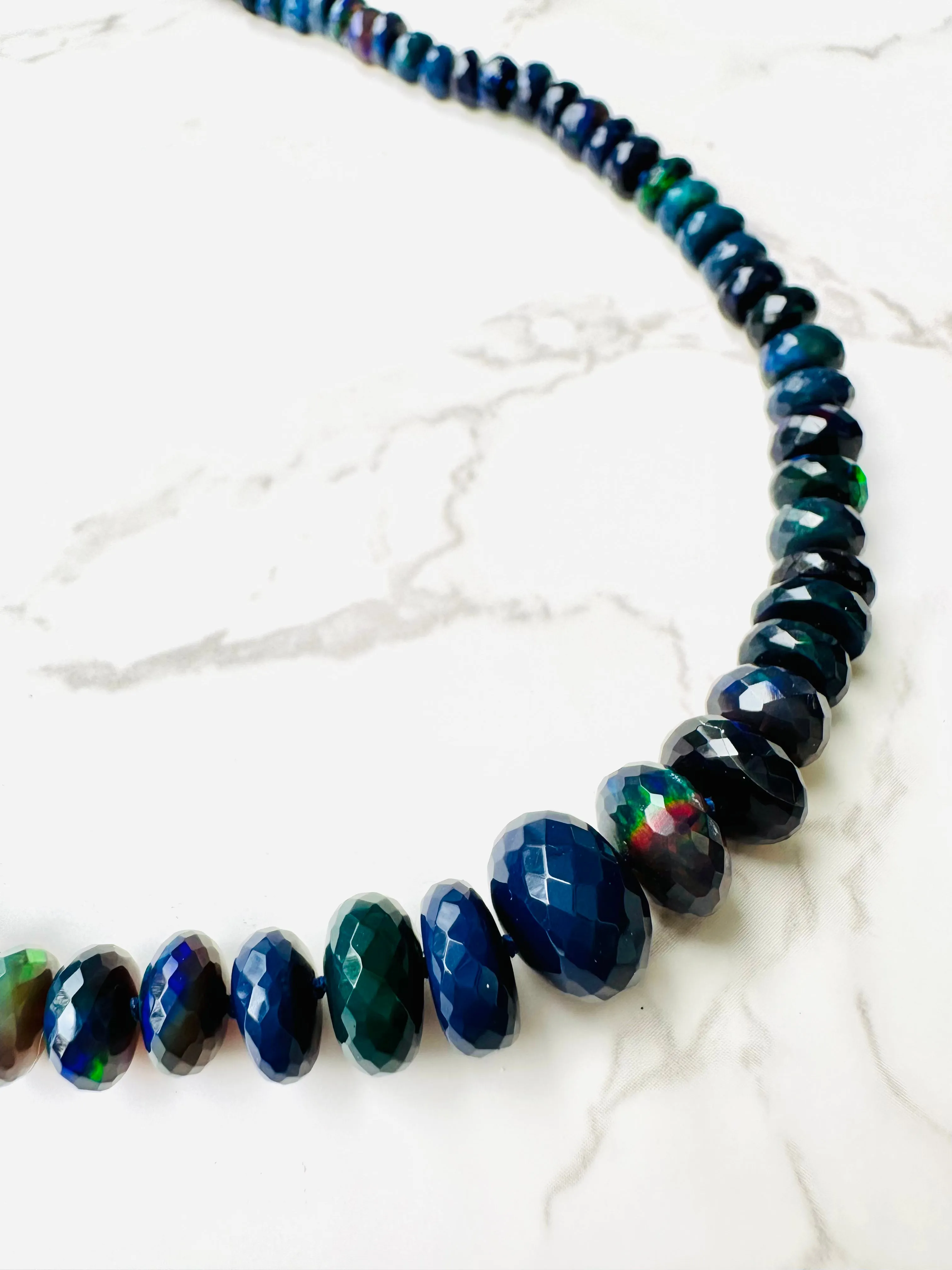 Graduated Ethiopian Black Opal Necklace