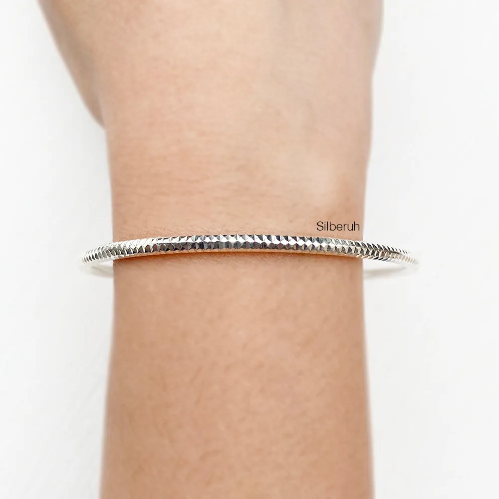 Hammered Silver Bangle