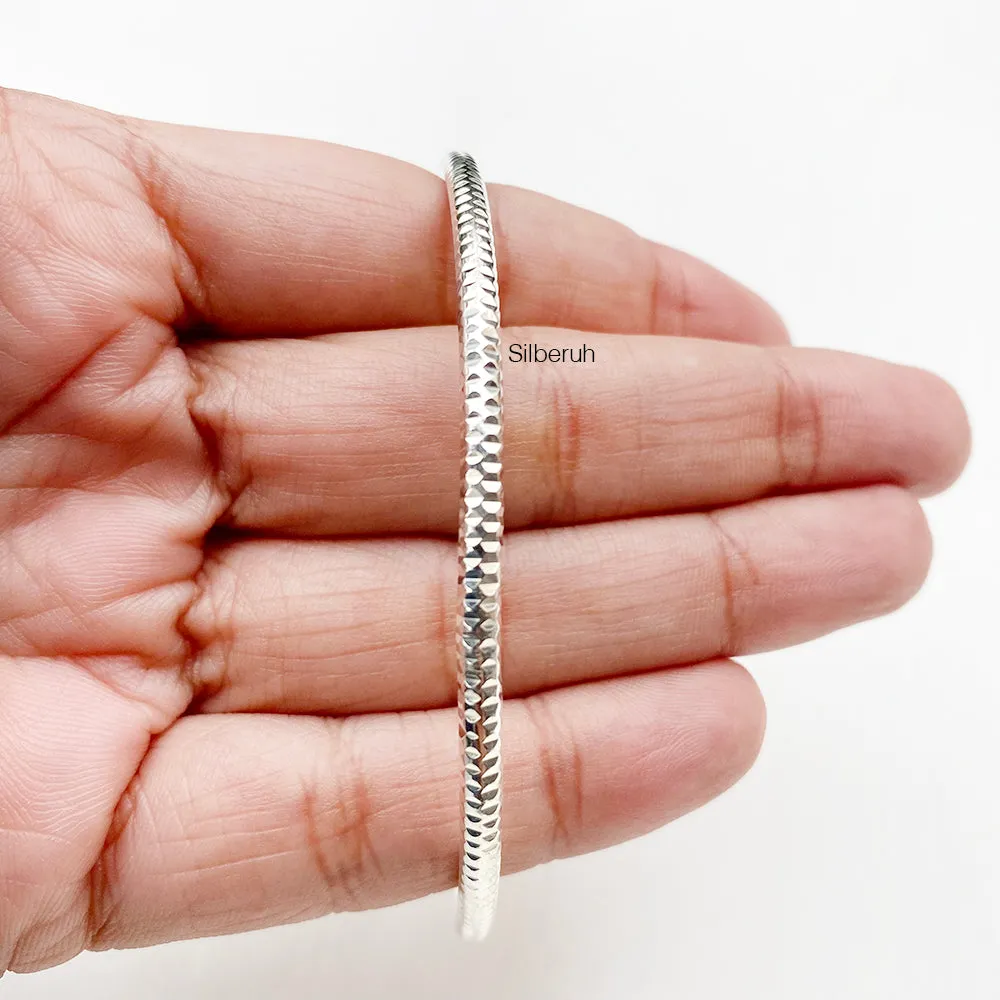 Hammered Silver Bangle