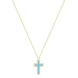 ISABELLA TURQUOISE CROSS GOLD NECKLACE